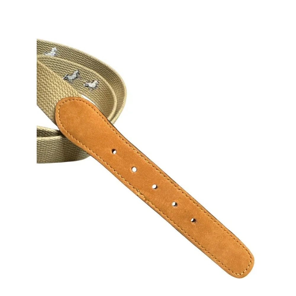 Zep-Pro Men’s Canvas Leather Tan‎ Navy Horse Belt Size 44 Western Cowboy Belt